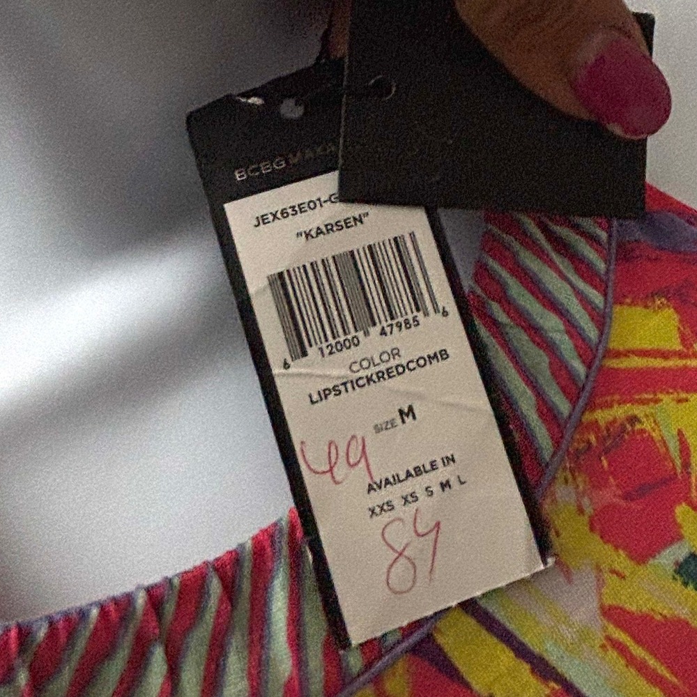 BCBGMAXAZRIA Karsen Tropical Abstract Maxi Dress Medium Bright Spring Resort NWT - Picture 8 of 10
